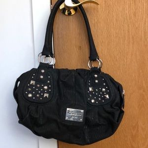 Black studded faux leather Guess purse